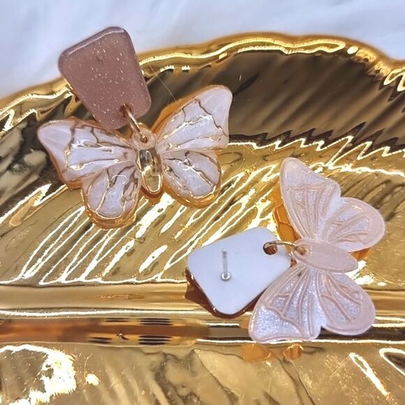 New BUTTERFLY dangle earrings with 925 silver posts - Picture 7 of 12